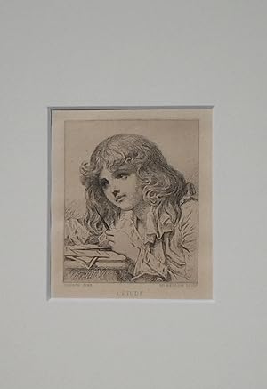 GREUZE : L Etude - (Eau-forte / Ätzradierung von M. Hédouin / 1870)