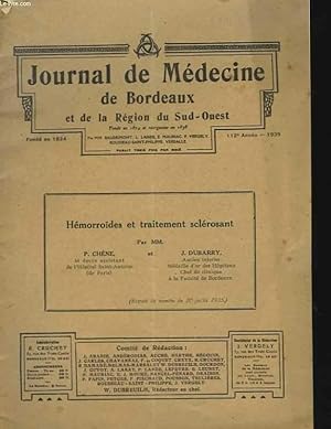 Seller image for Journal de Mdecine de Bordeaux et de la Rgion Sud-Ouest. Hmorrodes et traitement sclrosant for sale by Le-Livre