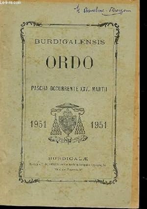 Seller image for Burdigalensis. Ordo. Pascha occurrente XXV. Martii for sale by Le-Livre