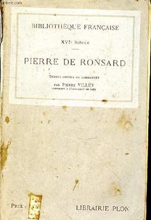 Bild des Verkufers fr Pierre de Ronsard. Textes choisis et comments par Pierre Villey zum Verkauf von Le-Livre