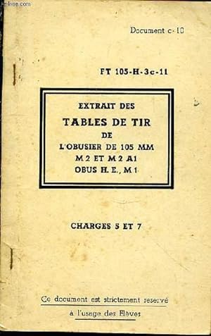 Seller image for Extrait des Tables de tir de l'obusier de 105 MM M2 et M2 A1, obus H.E., M1. Charles 5 et 7 for sale by Le-Livre