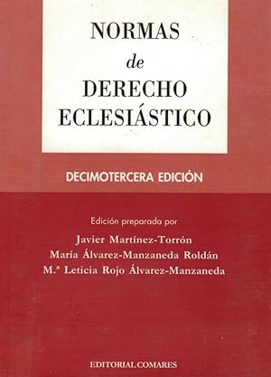 Bild des Verkufers fr Normas de derecho eclesistico (decimotercera edicin) zum Verkauf von Librera Dilogo