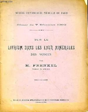 Immagine del venditore per Sur le lithium dans les eaux minrales des Vosges venduto da Le-Livre