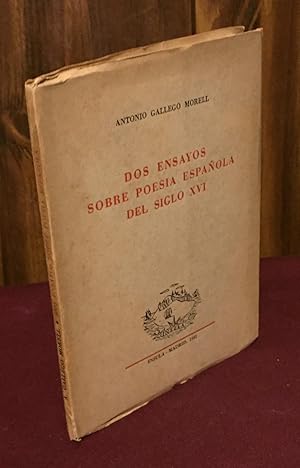 Immagine del venditore per Dos ensayos sobre poesia espanola del siglo XVI venduto da Palimpsest Scholarly Books & Services