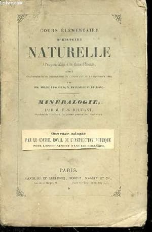 Imagen del vendedor de Cours lmentaire d'histoire naturelle  l'usage des Collges et des maisons d'ducation a la venta por Le-Livre