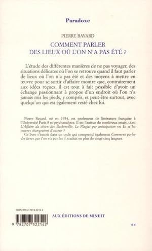 Bild des Verkufers fr comment parler des lieux o l'on n'a pas t ? zum Verkauf von Chapitre.com : livres et presse ancienne