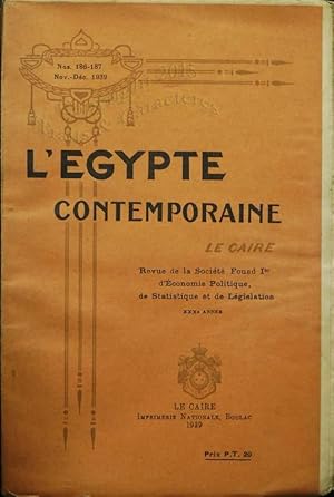 L'Egypte contemporaine, Le caire. Revue de la société royale d'économie politique de statistique ...