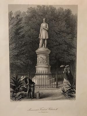 Monument Friedrich Wilhelm III. (im Thiergarten). Orig.-Stahlstich v. Gray nach Leutemann um 1850.