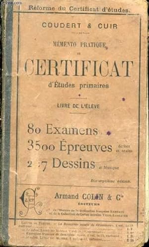 Immagine del venditore per Mmento pratique du certificat d'tudes primaires. Livre de l'lve venduto da Le-Livre