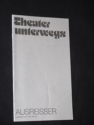 Bild des Verkufers fr Programmheft Theater unterwegs Mnchen 1986/87. AUSREISSER von Neil Simon. Insz.: Claus Helmer, Bhnenbild: Klaus Ulrich Jacob, Kostme: Ulla Stegmann, techn. Ltg.: Waldemar Bauer. Mit Lia Whr, Volker von Collande, Claus Ringer, Rene Heinersdorff, Eva Scheurer, Susanne Huber zum Verkauf von Fast alles Theater! Antiquariat fr die darstellenden Knste