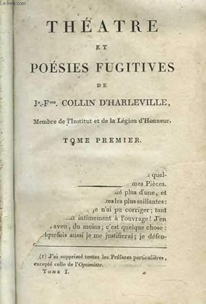 Bild des Verkufers fr Thtre et posies fugitives. Tome premier zum Verkauf von Le-Livre