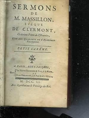 Imagen del vendedor de Sermons de M. Massillon, vque de Clermont. Petit Carme a la venta por Le-Livre