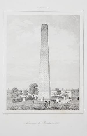 Bild des Verkufers fr Monument de Bunker's-Hill" - Bunker Hill Monument Boston Amerika America USA US Ansicht view steel engraving zum Verkauf von Antiquariat Steffen Vlkel GmbH