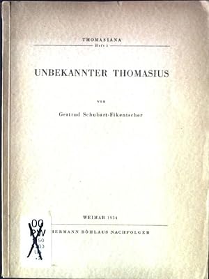 Image du vendeur pour Unbekannter Thomasius Thomasiana, Heft 1 mis en vente par books4less (Versandantiquariat Petra Gros GmbH & Co. KG)