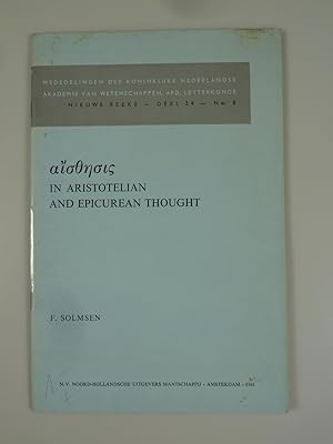 Seller image for Aisthsis in Aristotelian and Epicurean thought. for sale by Antiquariat Dorner