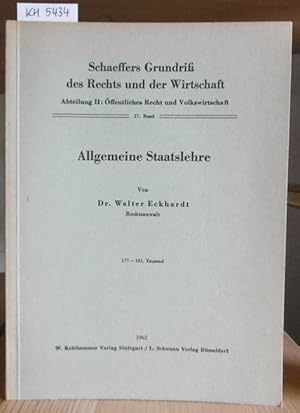 Bild des Verkufers fr Allgemeine Staatslehre. 177.-181.Tsd., zum Verkauf von Versandantiquariat Trffelschwein