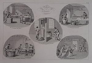 Imagen del vendedor de Relieur et Libraire. Original Federlithographie, 6 Ansichten auf 1 Bl., um 1835, 12,5 x 19,5 cm a la venta por Antiquariat Johannes Mller