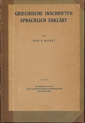 Seller image for Griechische Inschriften sprachlich Erklrt for sale by LIBRAIRIE GIL-ARTGIL SARL