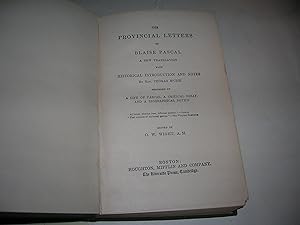 Image du vendeur pour Provincial Letters of Blaise Pascal mis en vente par Bookstore Brengelman