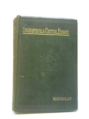 Seller image for Biographical, Critical and Miscellaneous Essays for sale by World of Rare Books