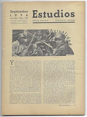 Estudios. Nº.-156 Septiembre 1936 Publicación mensual, Revista eclética.