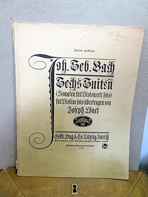 Bild des Verkufers fr Sechs Suiten (Sonaten fr Violoncell solo) fr Violine solo bertragen von Joseph Ebner. zum Verkauf von Antiquariat Ekkehard Schilling