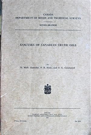 Imagen del vendedor de Analyses of Canadian Crude Oils a la venta por Ken Jackson