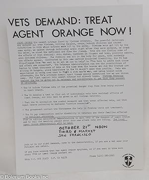 Imagen del vendedor de Vets demand: treat Agent Orange now! [handbill] a la venta por Bolerium Books Inc.