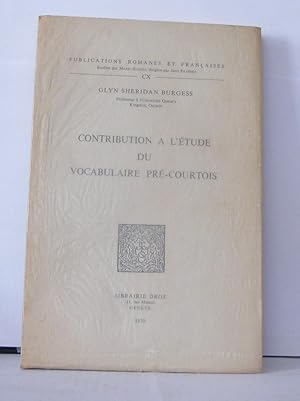 Imagen del vendedor de Contribution a l?tude du vocabulaire pr-courtois a la venta por Librairie Albert-Etienne