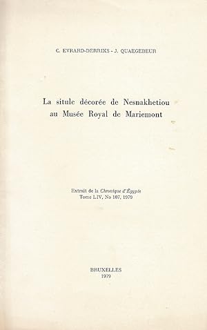 Seller image for La situle dcore de Nesnakhetiou au Muse Royal de Mariemont. (Chronique d'gypte). for sale by Librarium of The Hague