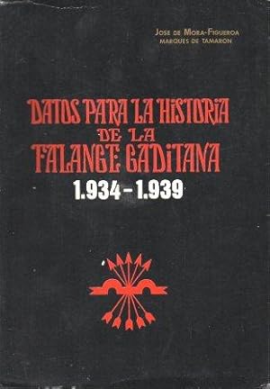 Imagen del vendedor de DATOS PARA LA HSTORIA DE LA FALANGE GADITANA, 1934 - 1939. a la venta por Librera Raimundo