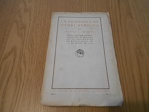 Bild des Verkufers fr La filosofa de Henri Bergson. Con el discurso pronunciado por M. Bergson en la Residencia de Estudiantes, el 1 de mayo de 1916. zum Verkauf von Librera Camino Bulnes