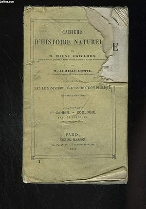 Immagine del venditore per Cahiers d'histoire naturelle. 1er cahier : Zoologie venduto da Le-Livre