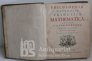 Bild des Verkufers fr Philosophiae naturalis principia mathematica. Equite aurato. Editio ultima auctior et emendatior. Zweifarbiger Titel mit gestoch. Vignette, eine gestoch. Falttafel und viele Abbildungen im Text. zum Verkauf von Antiquariat Schmetz am Dom