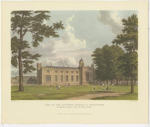 Vintage Print with a view of the Rugby School made after Ackerman (c.1950)