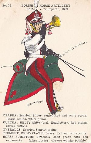Seller image for 1809 Polish Horse Artillery Trumpeter Soldier Napoleonic War PB Uniform Postcard for sale by Postcard Finder