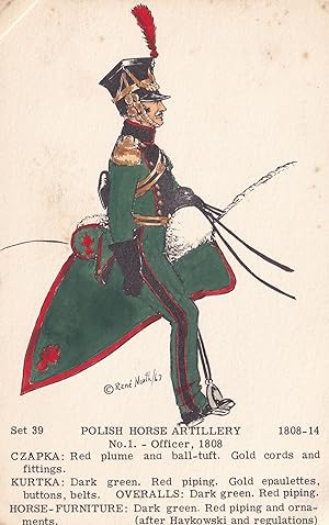 Seller image for Polish Horse Artillery Napoleonic War 1808 Officer Uniform PB Postcard for sale by Postcard Finder
