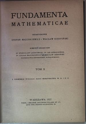 Seller image for Fundamenta Mathematicae: TOM X. for sale by books4less (Versandantiquariat Petra Gros GmbH & Co. KG)