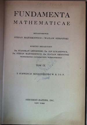 Seller image for Fundamenta Mathematicae: TOM IX. for sale by books4less (Versandantiquariat Petra Gros GmbH & Co. KG)