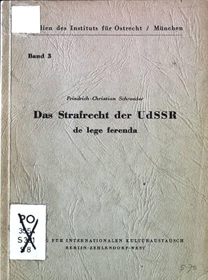 Seller image for Das Strafrecht der UdSSR de lege ferenda. Studien des Instituts fr Ostrecht/ Mnchen, Band 3 for sale by books4less (Versandantiquariat Petra Gros GmbH & Co. KG)