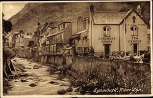 Bild des Verkufers fr Ansichtskarte / Postkarte Lynmouth Devon England, River Lyn, Luncheon Rooms, Tea Garden zum Verkauf von akpool GmbH