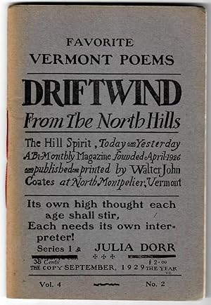 Driftwind, From the North Hills #4.2 (September 1929) [Favorite Vermont Poems: Series One]