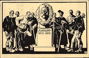 Künstler Ansichtskarte / Postkarte Hundertjahrfeier der Firma Krupp 1812-1912, Denkmal Alfred Kru...
