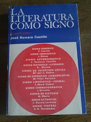 Imagen del vendedor de LA LITERATURA COMO SIGNO a la venta por Librera Pramo