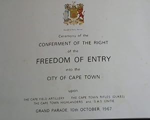 Souvenir Brochure of the Ceremony of The Freedom of Entry to the City of Cape Town granted to the...