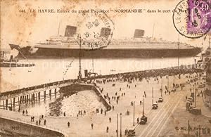 Postkarte Carte Postale 73554418 Schiffe Ships Navires Paquebot Normandie Le Havre
