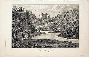 WERFEN, Festung Hohenwerfen, Ansicht / view ca. 1835 Titel: Veste Werfen [aus: Schweickhardt v. S...