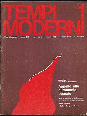 Tempi moderni Rivista trimestrale Anno XVII numero 1 nuova serie Maggio 1975