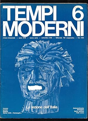 Imagen del vendedor de Tempi moderni Rivista trimestrale Anno XVIII numero 6 nuova serie Settembre 1976 a la venta por Libreria Tara