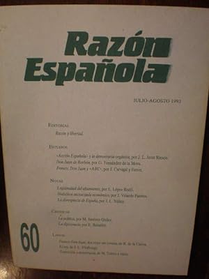Imagen del vendedor de Razón Española Num. 60 Julio-Agosto 1993 a la venta por Librería Antonio Azorín